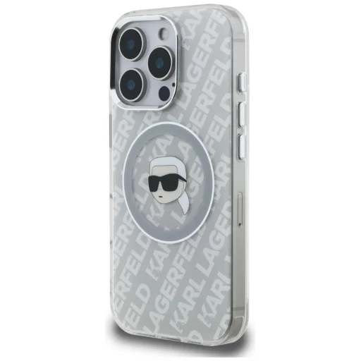 iPhone 16 Pro Karl Lagerfeld IML Karl Head Logo MagSafe sivý kryt - 2