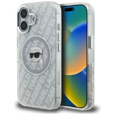 iPhone 16 Karl Lagerfeld IML Karl Head Logo MagSafe sivé puzdro