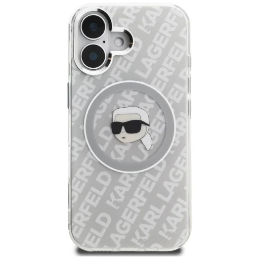iPhone 16 Karl Lagerfeld IML Karl Head Logo MagSafe sivé puzdro - 3