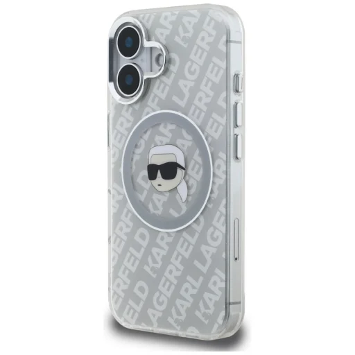 iPhone 16 Karl Lagerfeld IML Karl Head Logo MagSafe sivé puzdro - 2