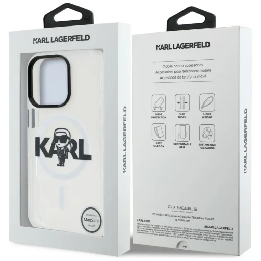 iPhone 16 Pro Karl Lagerfeld IML Karl Sketch Logo MagSafe priesvitný kryt - 8