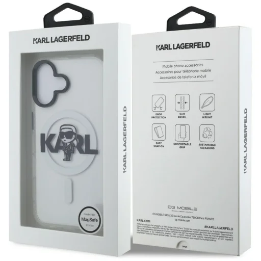 iPhone 16 Karl Lagerfeld IML Karl Sketch Logo MagSafe priesvitný kryt - 8