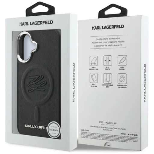 iPhone 16 Karl Lagerfeld Initial & Metal Logo MagSafe čierny kryt - 8