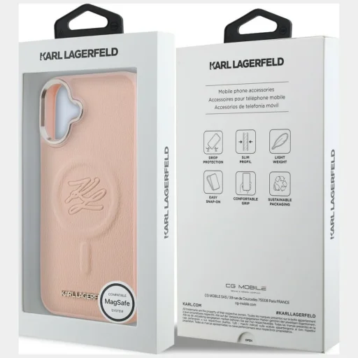 iPhone 16 Plus Karl Lagerfeld Initial & Metal Logo MagSafe rózsaszín tok - 8