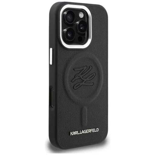 iPhone 16 Pro Karl Lagerfeld Initial & Metal Logo MagSafe čierny kryt - 4