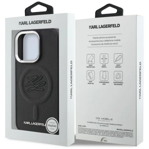 iPhone 16 Pro Karl Lagerfeld Initial & Metal Logo MagSafe čierny kryt - 8
