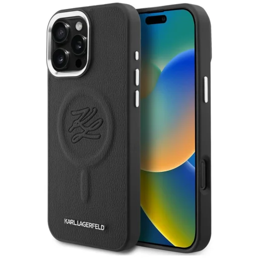 iPhone 16 Pro Max Karl Lagerfeld Initial & Metal Logo MagSafe čierne puzdro - 1