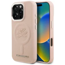iPhone 16 Pro Max Karl Lagerfeld Initial & Metal Logo MagSafe ružový kryt