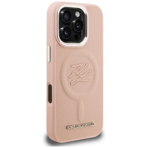 iPhone 16 Pro Max Karl Lagerfeld Initial & Metal Logo MagSafe ružový kryt - 4