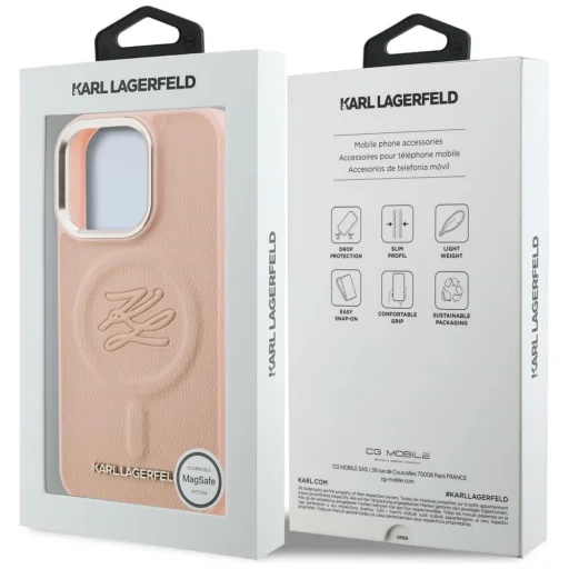 iPhone 16 Pro Max Karl Lagerfeld Initial & Metal Logo MagSafe ružový kryt - 8