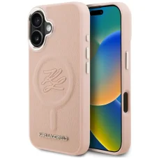 iPhone 16 Karl Lagerfeld Initial & Metal Logo MagSafe ružový kryt