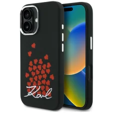 iPhone 16 Karl Lagerfeld Silicone Heart Sign Logo MagSafe čierny kryt