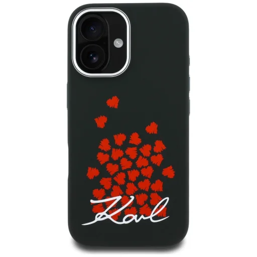 iPhone 16 Karl Lagerfeld Silicone Heart Sign Logo MagSafe čierny kryt - 3