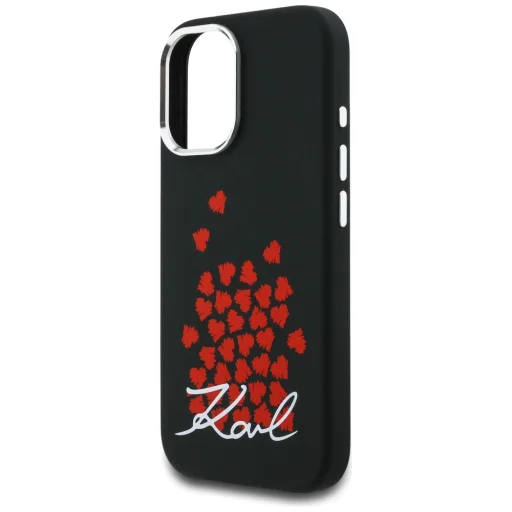 iPhone 16 Karl Lagerfeld Silicone Heart Sign Logo MagSafe čierny kryt - 6