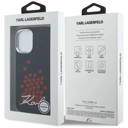 iPhone 16 Karl Lagerfeld Silicone Heart Sign Logo MagSafe čierny kryt - 8