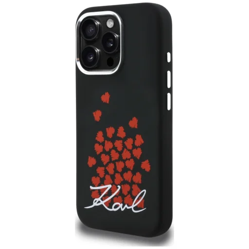 iPhone 16 Pro Max Karl Lagerfeld Silicone Heart Sign Logo MagSafe čierny kryt - 2