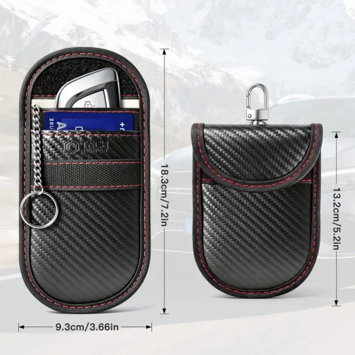 Tech-Protect KLR100 puzdro na kľúče s blokovaním RFID signálu karbónové čierno-červené - 7