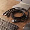 Blavec Cable Trixo fonott - USB-től 2xType C + Lightning - QC 18W PD60W 3A 1,3 méter (CTR-U2CL3B13) fekete thumbnail