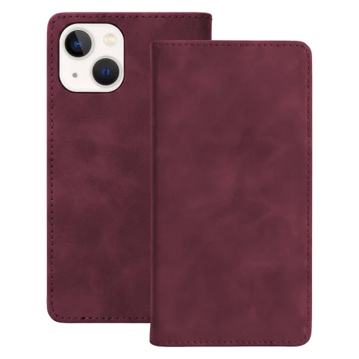 iPhone 13 Smart Velúr bordové puzdro - 1