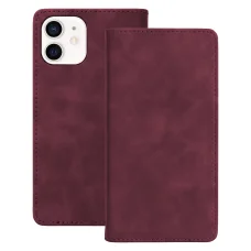 iPhone 12 / 12 Pro Okos velúr bordó tok
