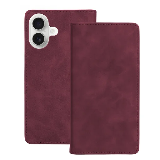 iPhone 16 Smart semišové bordové puzdro - 1