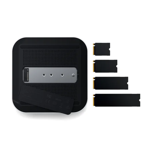 Satechi Thunderbolt 5 CubeDock s boxom pre SSD (3x TBT 5 Downstream porty, TBT 5 Host port 140W, 2x USB-C 3.2, 2x USB-A 3.2, 2,5 Gigabit Ethernet, čítačka SD a microSD kariet, box pre M.2 NVMe SSD, aktívne chladenie) - EU - strieborný - 7