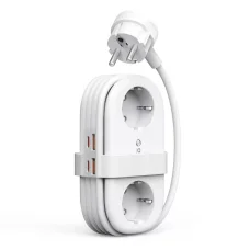 Orico AP3 20W GaN 5in1 sieťový rozbočovač 2x AC + 2x USB-A + 1x USB-C - biely