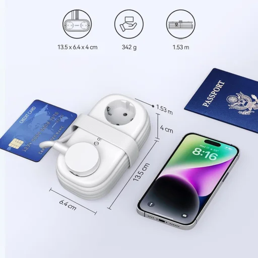 Orico AP3 20W GaN 5in1 sieťový rozbočovač 2x AC + 2x USB-A + 1x USB-C - biely - 3