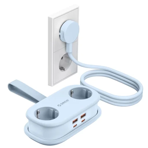 Orico AP3 65W GaN 6v1 sieťový rozbočovač 2x AC + 2x USB-A + 2x USB-C - modrý - 2