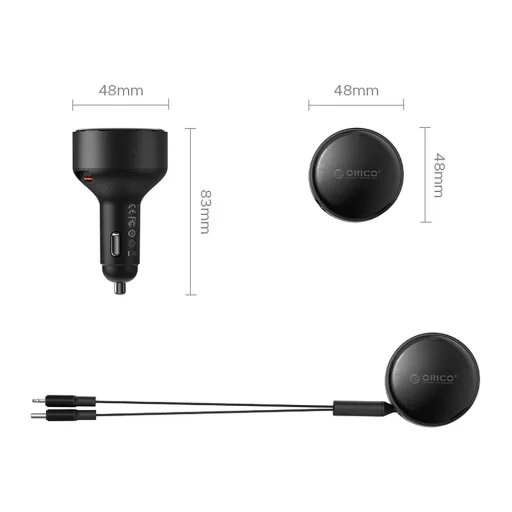Autonabíjačka ORICO Dual Stretch 60W so samonavíjacím káblom a predĺžením - 2