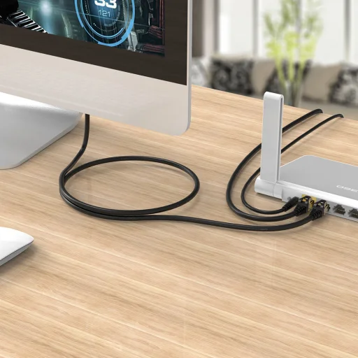Orico PUG-C7 CAT7 10Gbps RJ45 Ethernet Hálózati Kábel Internet LAN Kerek 30m - Fekete - 8