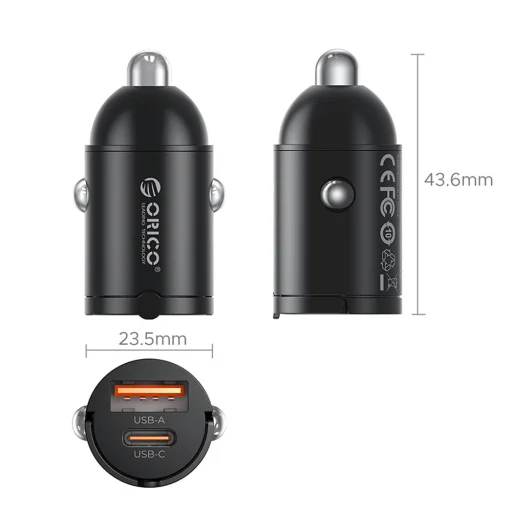ORICO MiniRing 30W 1A1C Kovová autonabíjačka s rukoväťou - 2