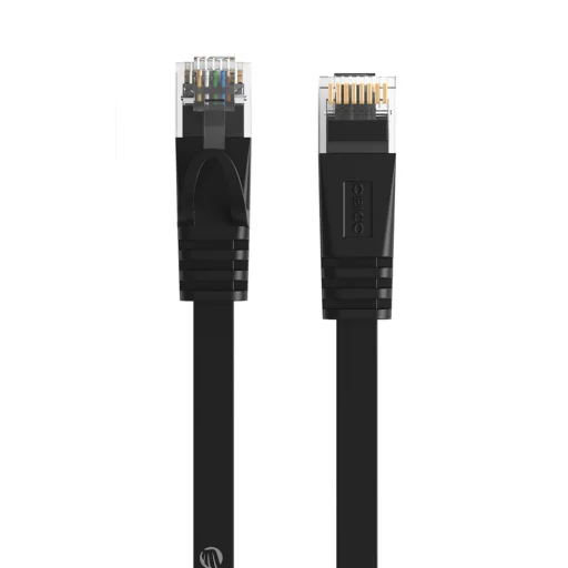 Ethernet hálózati kábel Orico PUG-C7B CAT7 10Gbps RJ45 internet LAN lapos 3 m - fekete - 2