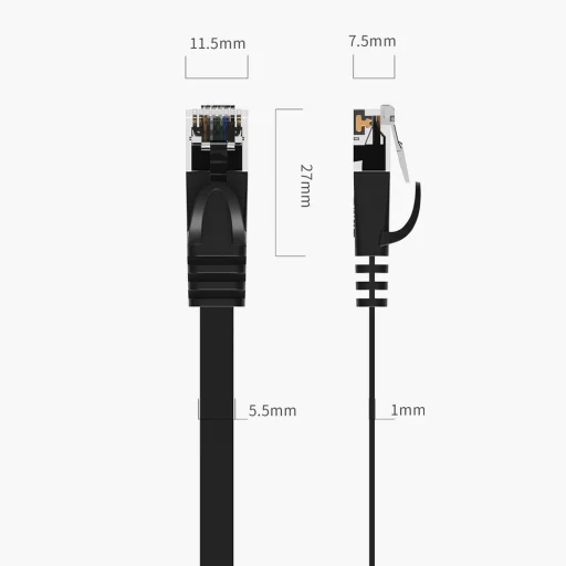 Ethernet hálózati kábel Orico PUG-C7B CAT7 10Gbps RJ45 internetes LAN lapos 8 m - fekete - 9