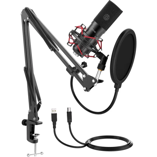Fifine T732 kondenzátorový mikrofón so statívom (čierny) - 2