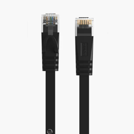 Ethernet hálózati kábel Orico PUG-C7B CAT7 10Gbps RJ45 internetes LAN lapos 8 m - fekete - 2