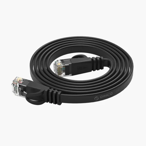 Ethernet hálózati kábel Orico PUG-C7B CAT7 10Gbps RJ45 internetes LAN lapos 8 m - fekete - 6