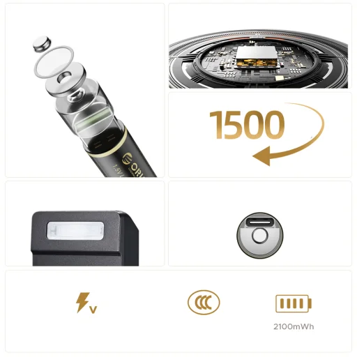 Orico Ener-G EG5C lítium akkumulátor 1.5V 2100mWh AA USB-C tölthető elem, 2 db - 3