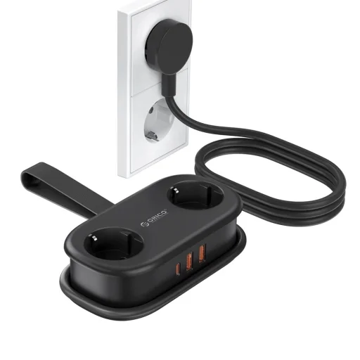Orico APP 15.5W 5 v 1 rozbočovač 2x AC + 2x USB-A + 1x USB-C - Čierna - 1