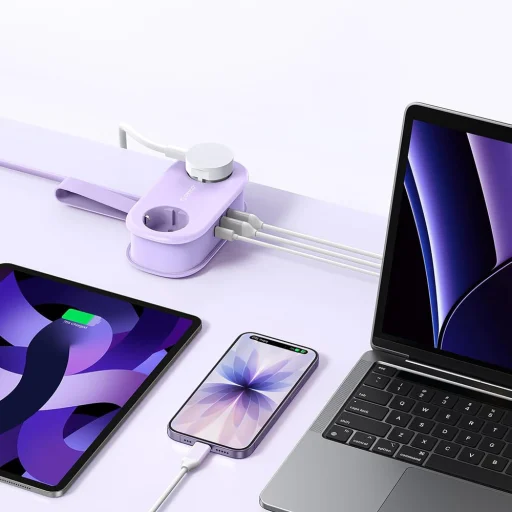 Orico AP3 20W GaN 5 v 1 sieťový rozbočovač 2x AC + 2x USB-A + 1x USB-C - fialový - 3