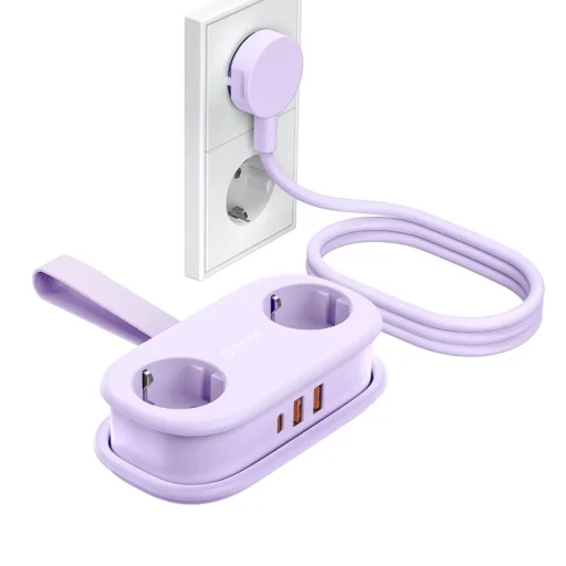 Orico AP3 20W GaN 5 v 1 sieťový rozbočovač 2x AC + 2x USB-A + 1x USB-C - fialový - 1