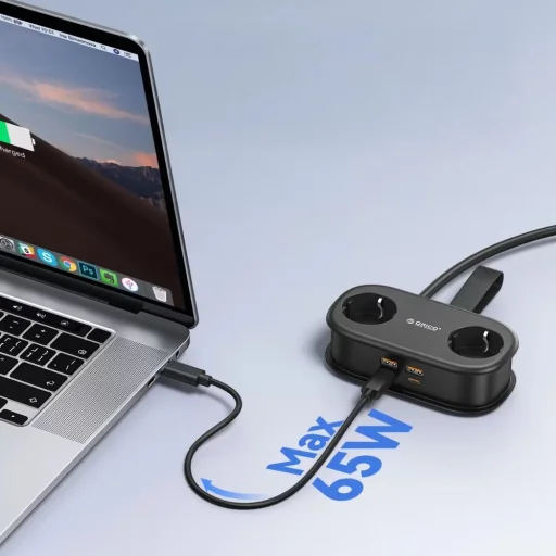 Orico AP3 20W GaN 5 v 1 Sieťová rozvodka 2x AC + 2x USB-A + 1x USB-C - Čierna - 3