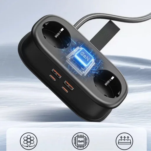 Orico AP3 20W GaN 5 v 1 Sieťová rozvodka 2x AC + 2x USB-A + 1x USB-C - Čierna - 4