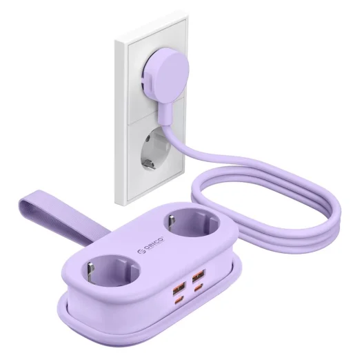 Orico AP3 65W GaN 6 v 1 sieťový rozbočovač 2x AC + 2x USB-A + 2x USB-C - fialový - 2