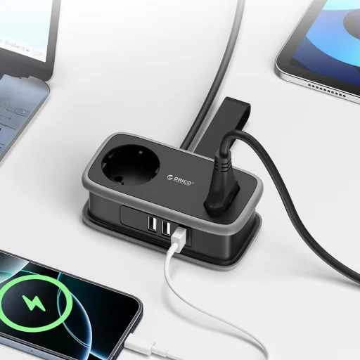 Orico AP3 65W GaN 6in1 sieťová rozvodka 2x AC + 2x USB-A + 2x USB-C - čierna - 7