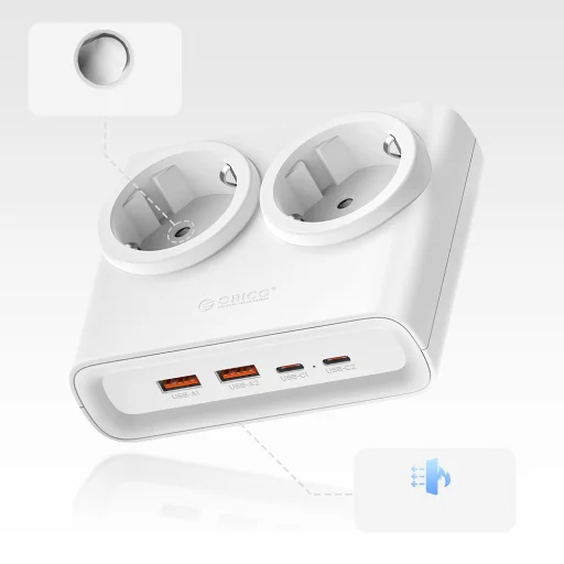 Orico PDC25 25W 6 v 1 Sieťový rozbočovač 2x AC + 2x USB-A + 2x USB-C - Biely - 2