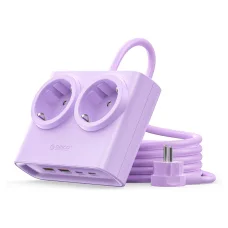Orico PDC25 25W 6in1 sieťový rozbočovač 2x AC + 2x USB-A + 2x USB-C - fialová