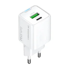 Wozinsky WWC-35W GaN USB-A + USB-C sieťová nabíjačka - biela