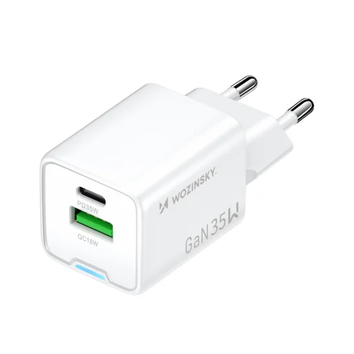 Wozinsky WWC-35W GaN USB-A + USB-C sieťová nabíjačka - biela - 2