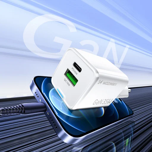 Wozinsky WWC-35W GaN USB-A + USB-C sieťová nabíjačka - biela - 5